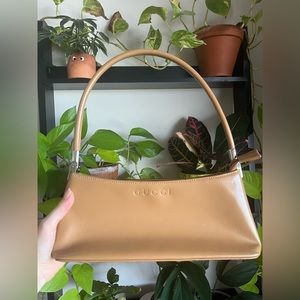 Gucci Purse Light Brown Tan Leather Beige 4 by 12 inch